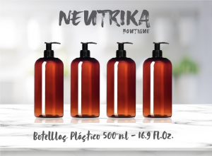 Botellas ambar con dosificador 500ml par hotel - 4 pzas.