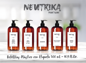 Botellas ambar con dosificador y etiqueta 500ml - 5 pzas.