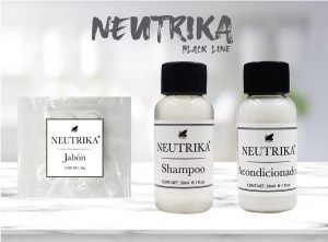 Kit de Amenidades Black para Hotel: Jabón 30 g + Shampoo 30 ml + Acondicionador 30 ml | Caja con 300 piezas