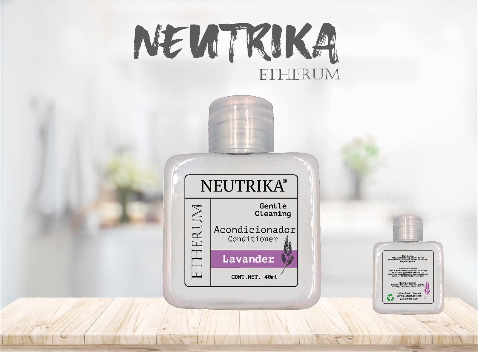 Acondicionador para Hotel 40 ml Etherum – Amenidades Hoteleras Premium sin Parabenos | Caja con 100 Piezas