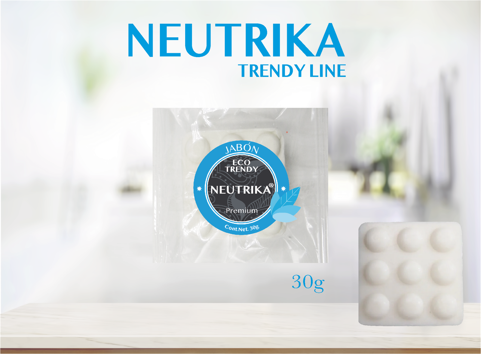 Jabón Hotelero 30 g Trendy – Amenidad para Hotel sin Parabenos ni Pigmentos | Caja con 100 Piezas