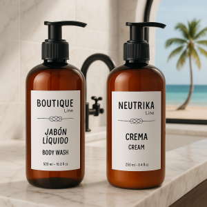 Set de Amenidades para Hotel: Jabón Líquido para Manos y Crema Corporal 250 ml – Kit de 2 Piezas para Hoteles, Airbnb y Hospedaje