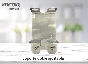 Soporte Doble de Acero Inoxidable para Botellas de 250 a 500 ml | Porta Dispensador para Shampoo, Gel o Jabón | Montaje en Pared