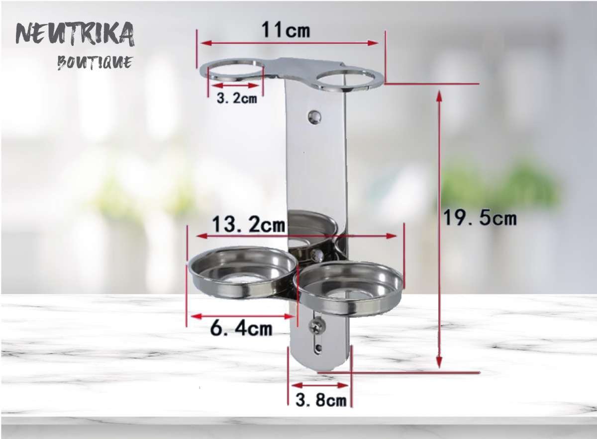 Soporte doble cromado para botellas de 250ml - 1 Pza.