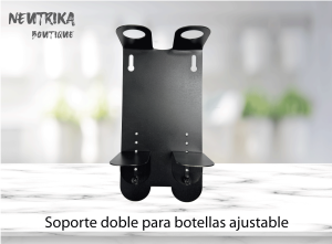 Soporte Doble Negro para Botellas de 250 a 500 ml | Dispensador de Pared para Shampoo y Jabón – 1 Pieza.