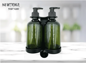 Soporte Doble para botellas NEGRO con botellas - 1 Pza.